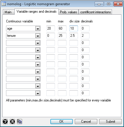 db nomolog ex variable ranges modification